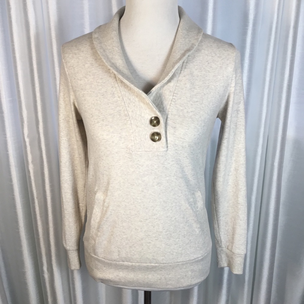Banana Republic Long Sleeve Shawl Neck‎ Heather Top XS